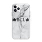 Personalised Crowns Marble Initials Apple iPhone 11 Pro in Silver with Bumper Case