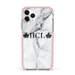 Personalised Crowns Marble Initials Apple iPhone 11 Pro in Silver with Pink Impact Case