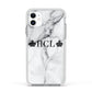 Personalised Crowns Marble Initials Apple iPhone 11 in White with White Impact Case