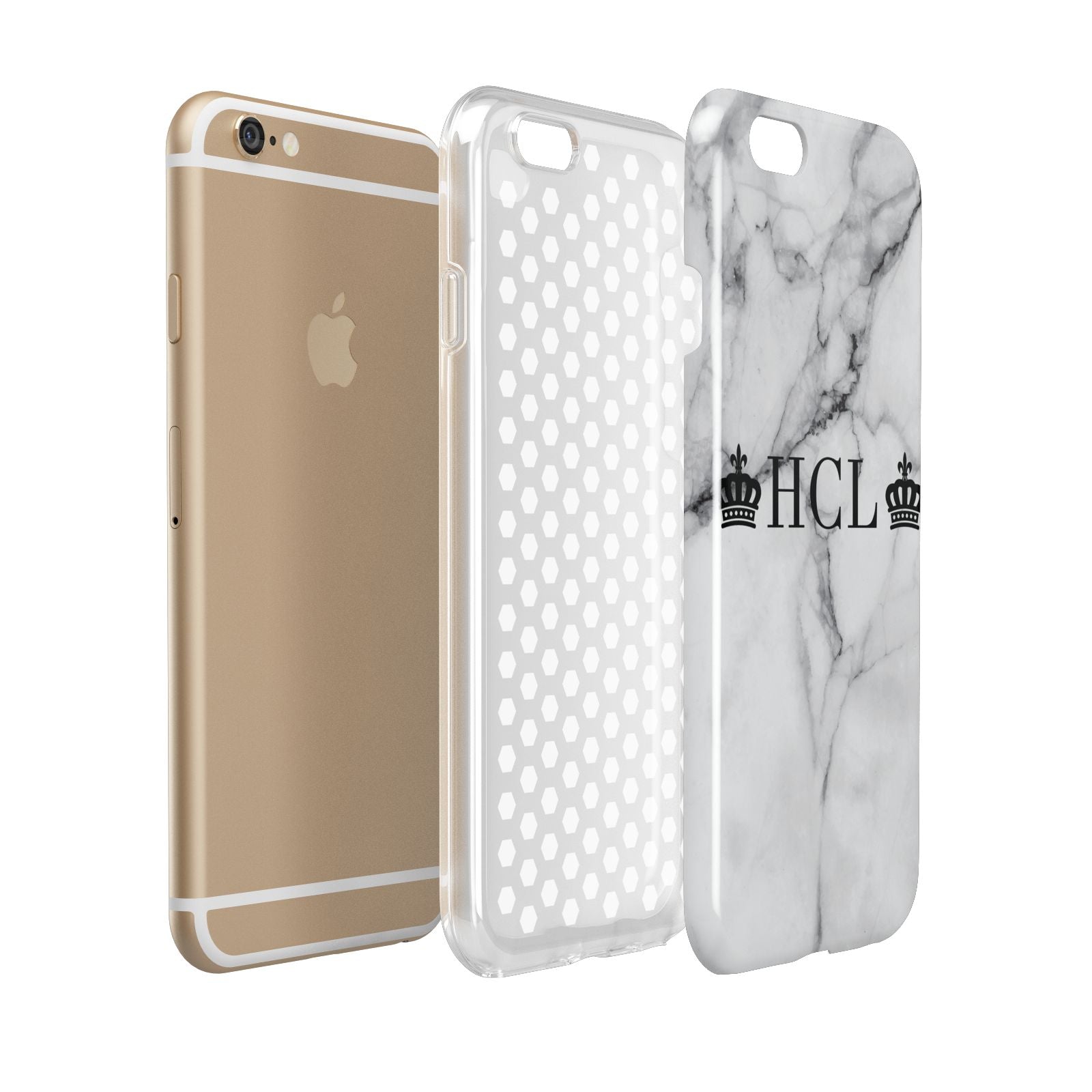 Personalised Crowns Marble Initials Apple iPhone 6 3D Tough Case Expanded view