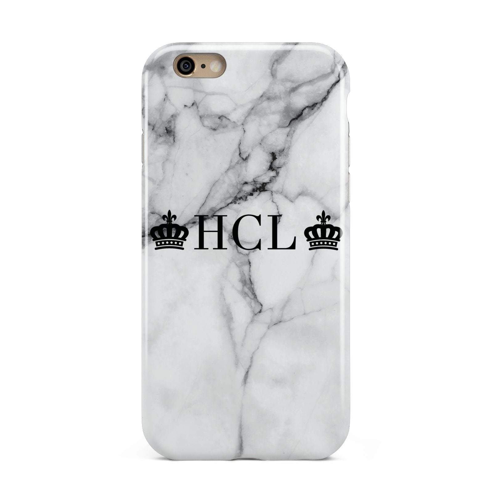 Personalised Crowns Marble Initials Apple iPhone 6 3D Tough Case
