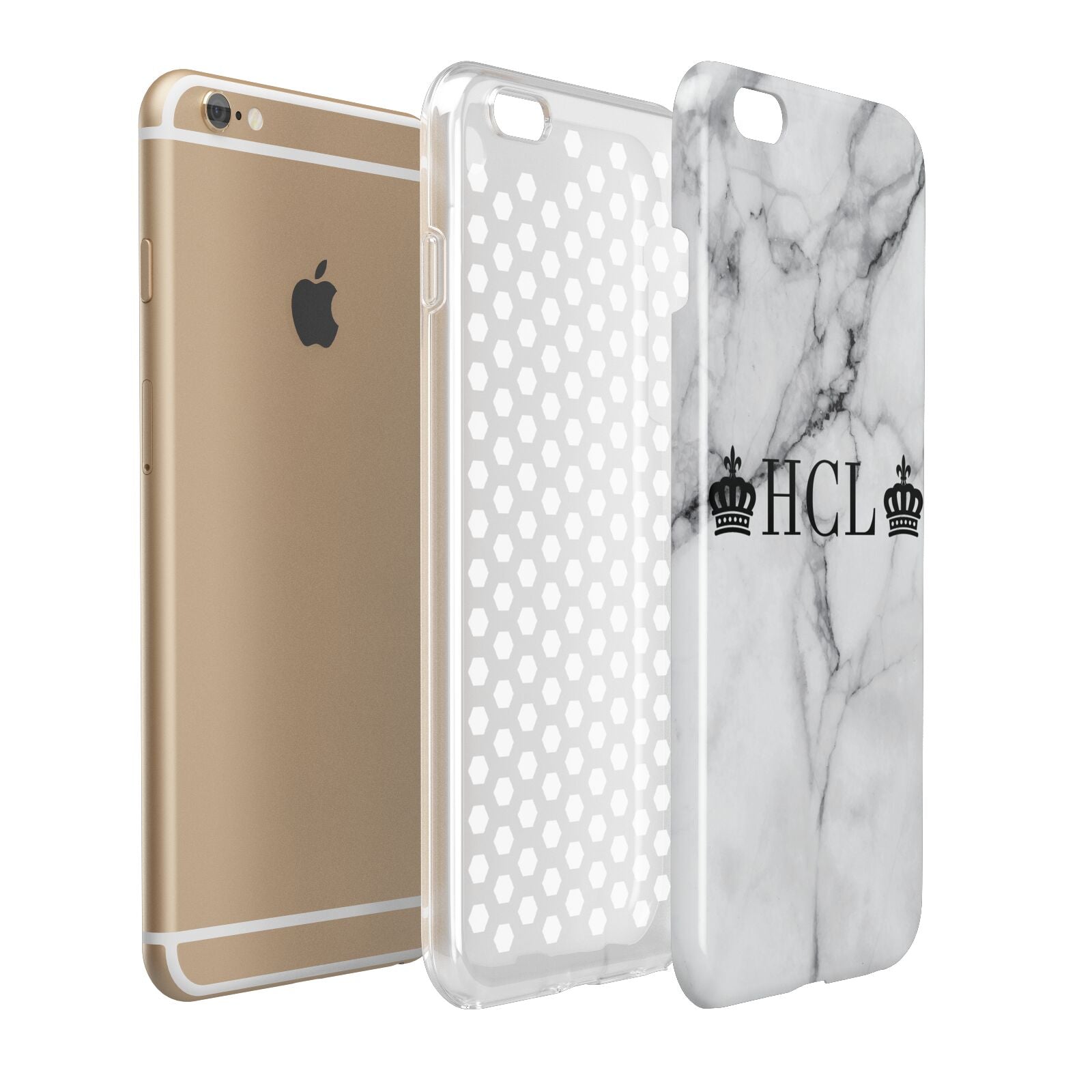 Personalised Crowns Marble Initials Apple iPhone 6 Plus 3D Tough Case Expand Detail Image