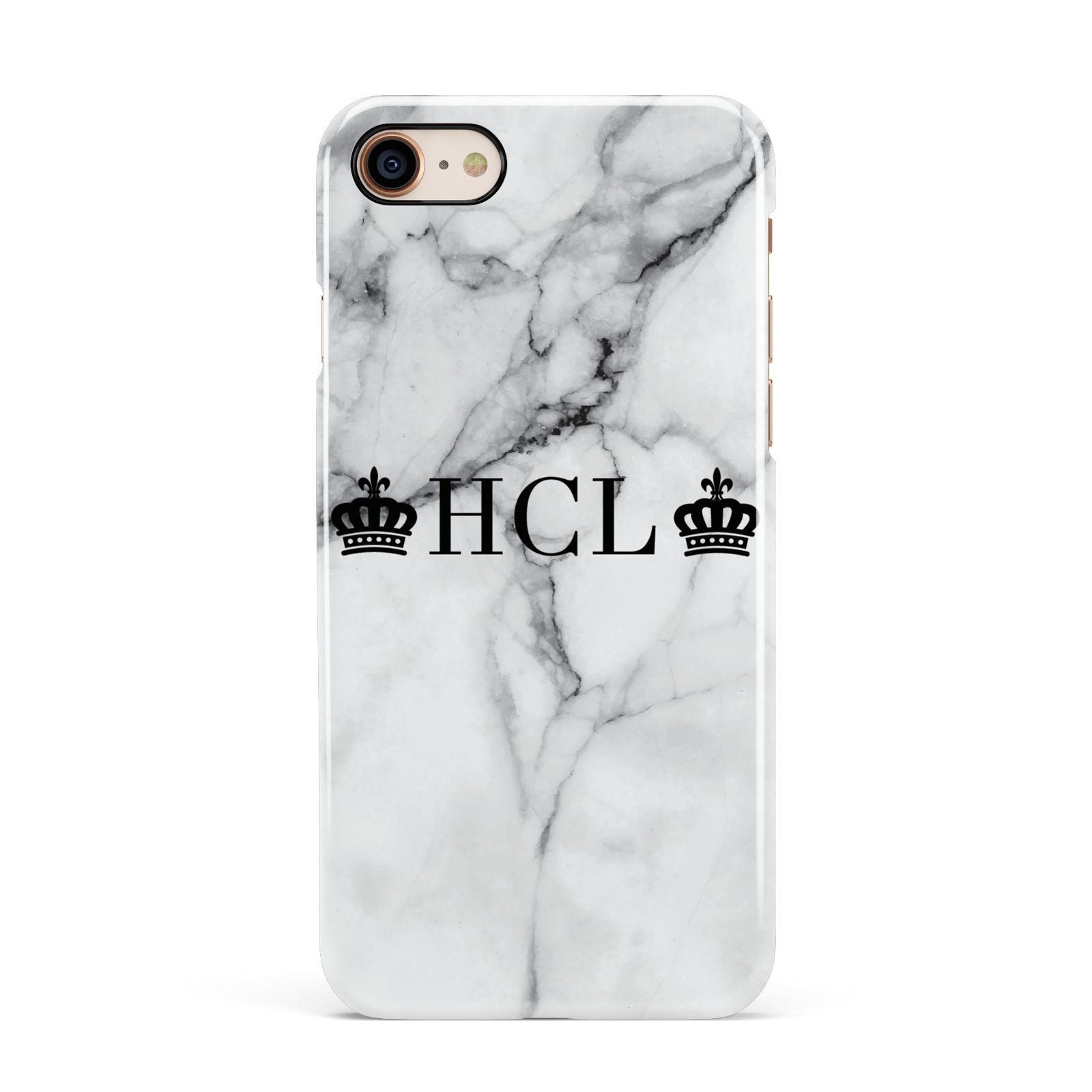 Personalised Crowns Marble Initials Apple iPhone 7 8 3D Snap Case