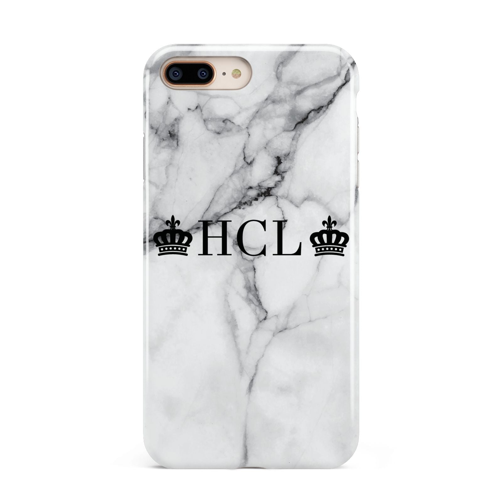 Personalised Crowns Marble Initials Apple iPhone 7 8 Plus 3D Tough Case