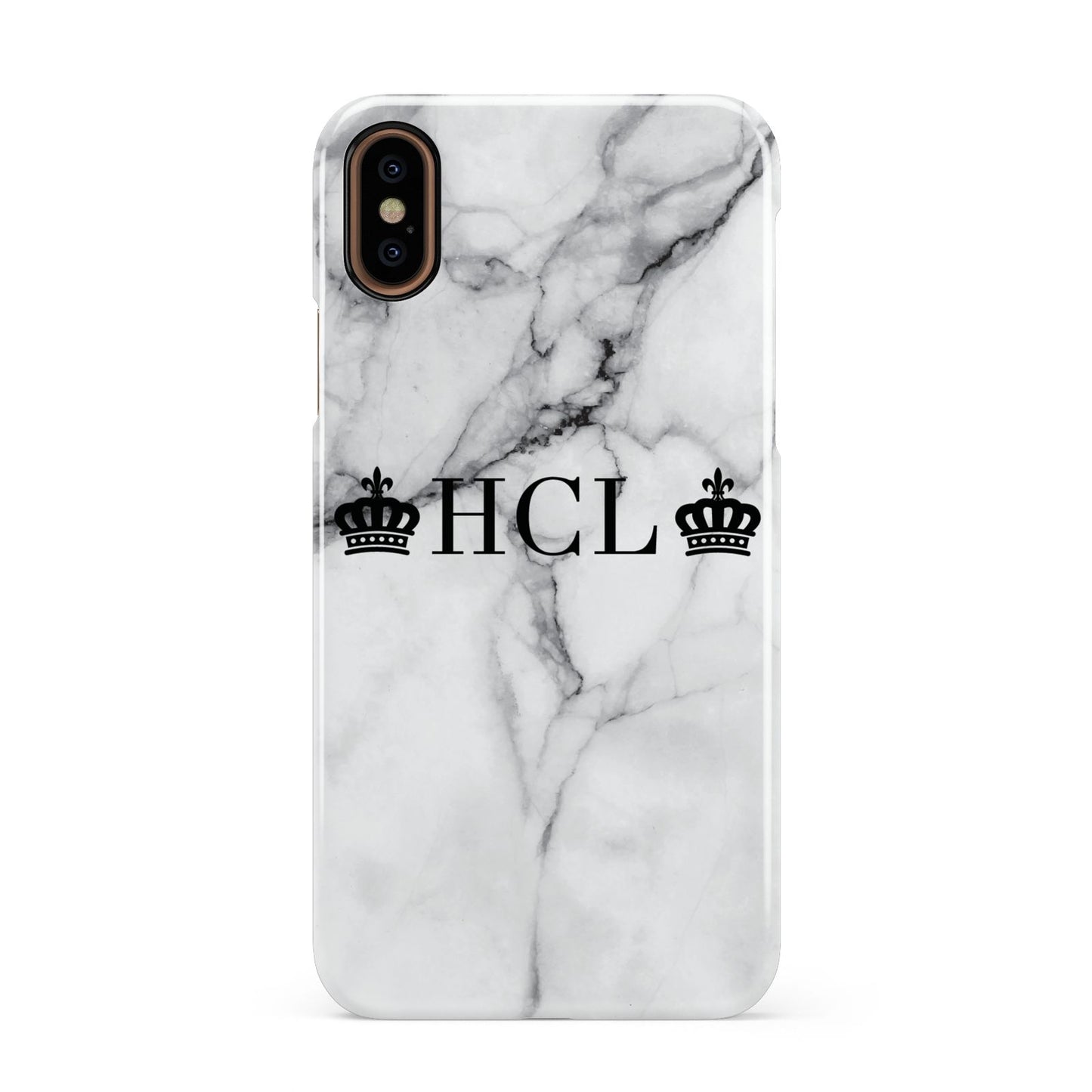 Personalised Crowns Marble Initials Apple iPhone XS 3D Snap Case