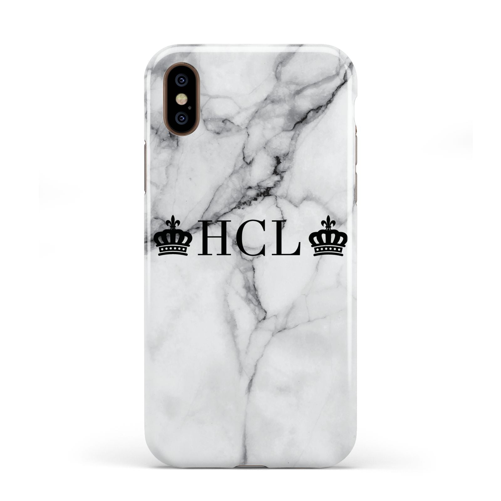 Personalised Crowns Marble Initials Apple iPhone XS 3D Tough