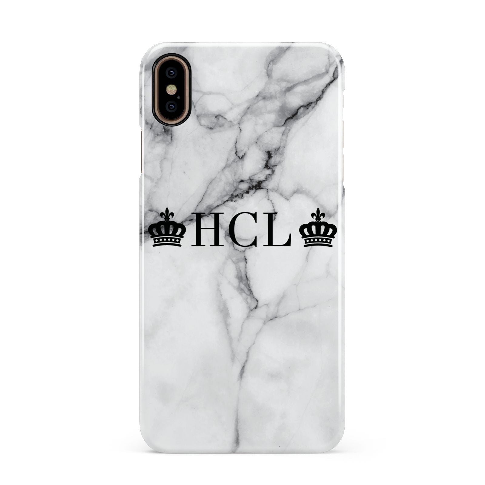 Personalised Crowns Marble Initials Apple iPhone Xs Max 3D Snap Case