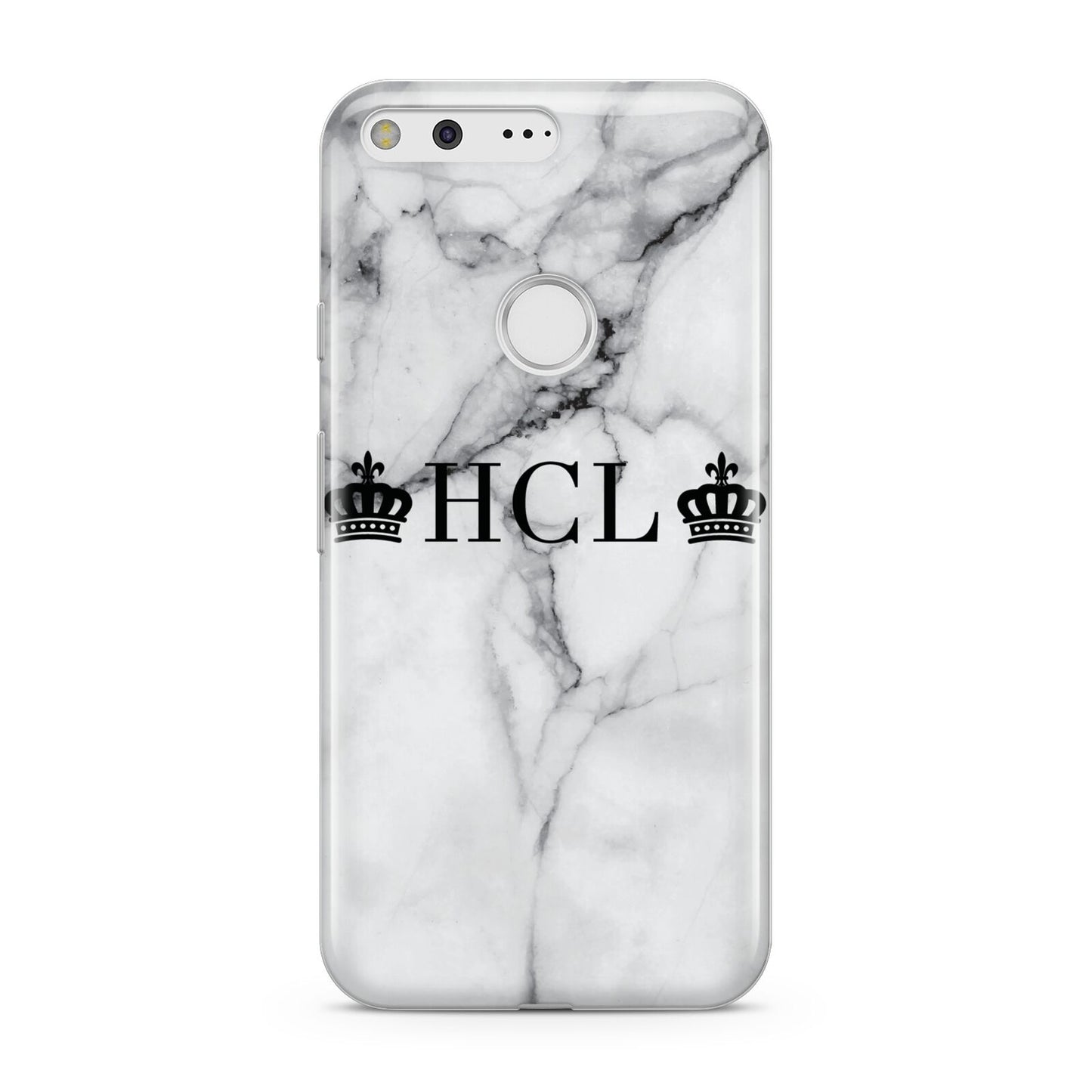 Personalised Crowns Marble Initials Google Pixel Case