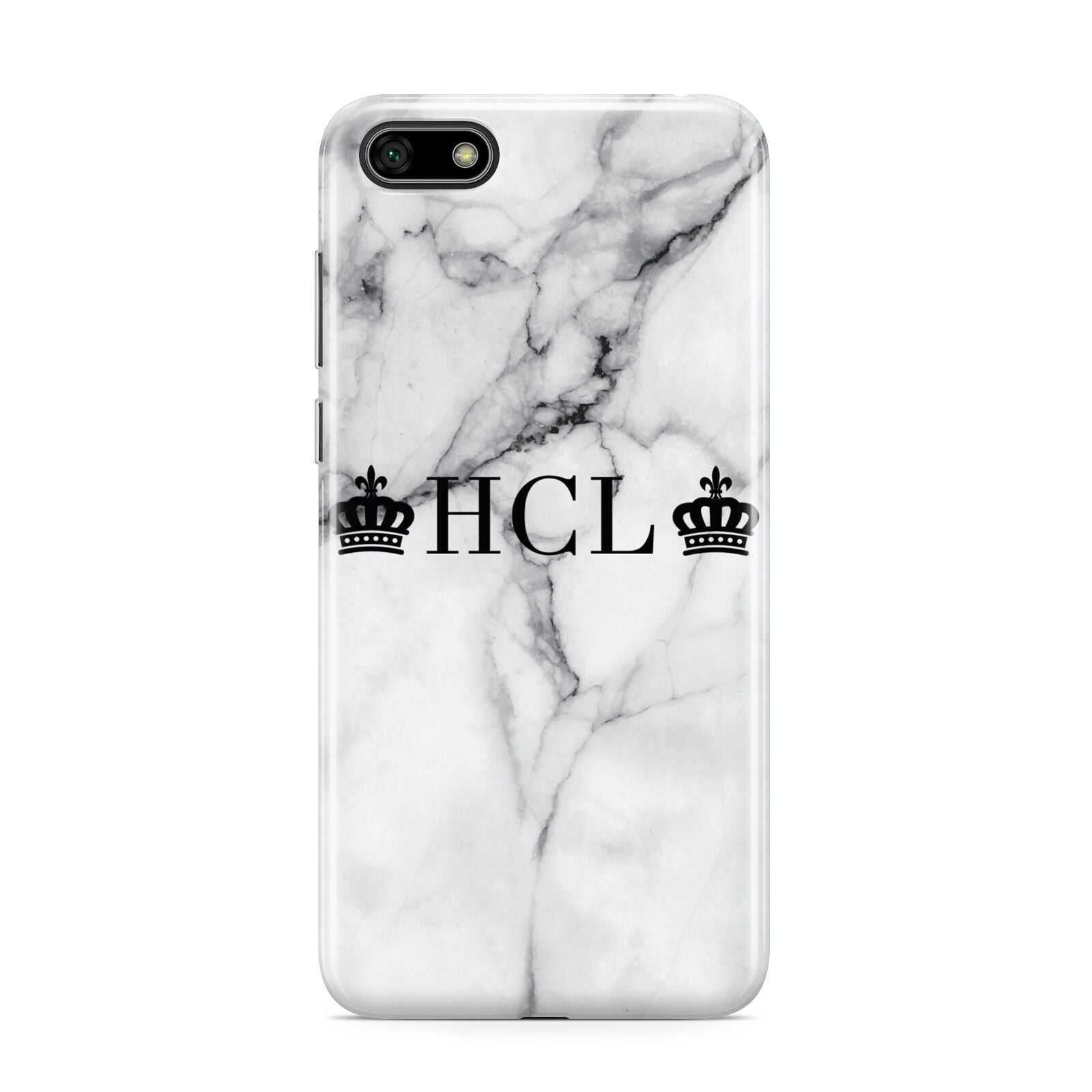 Personalised Crowns Marble Initials Huawei Y5 Prime 2018 Phone Case