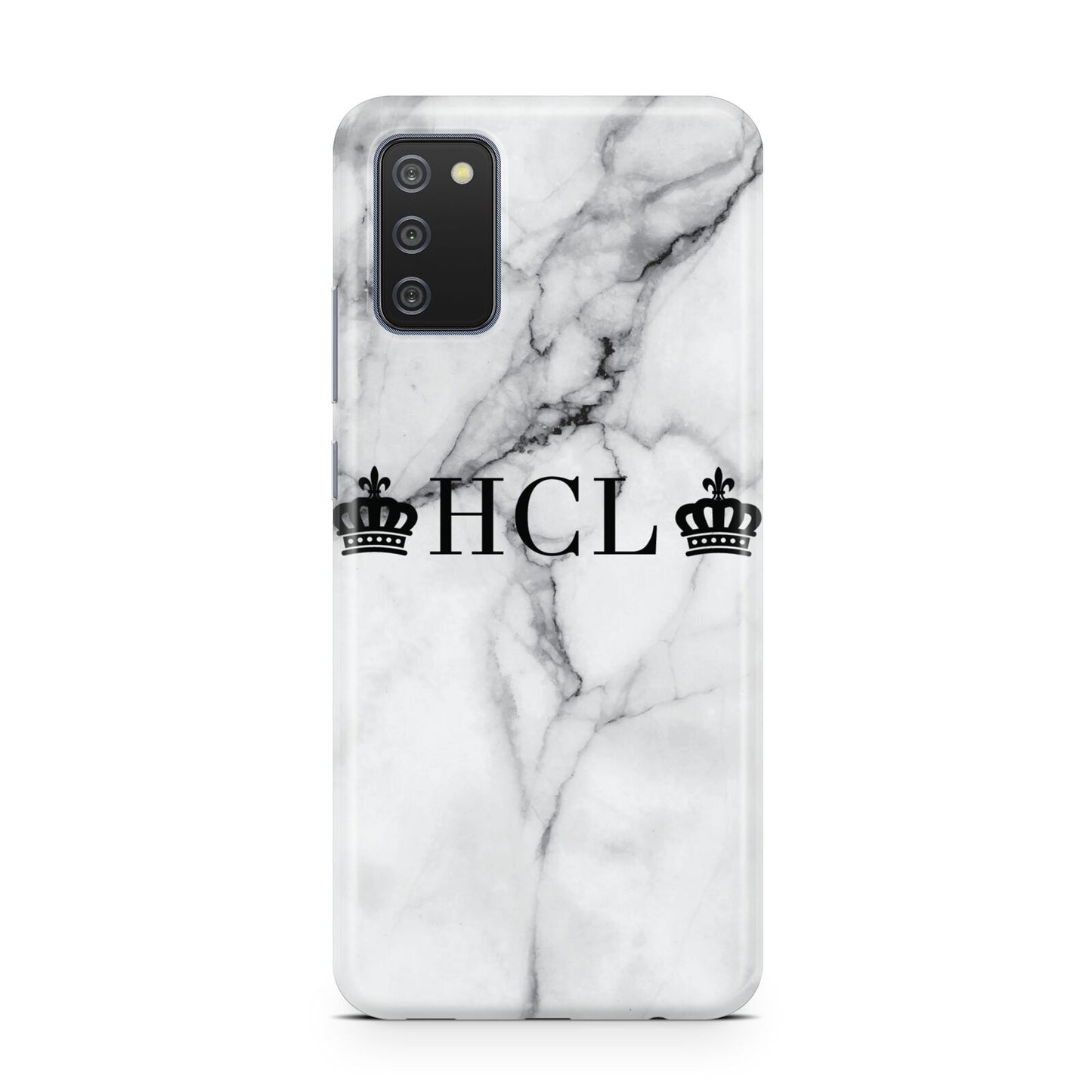 Personalised Crowns Marble Initials Samsung A02s Case