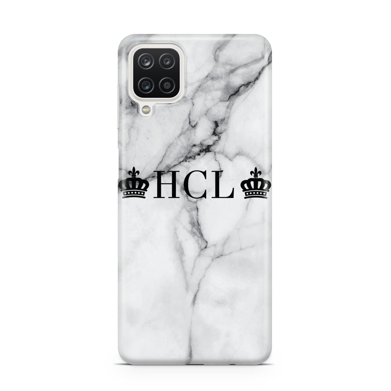 Personalised Crowns Marble Initials Samsung A12 Case