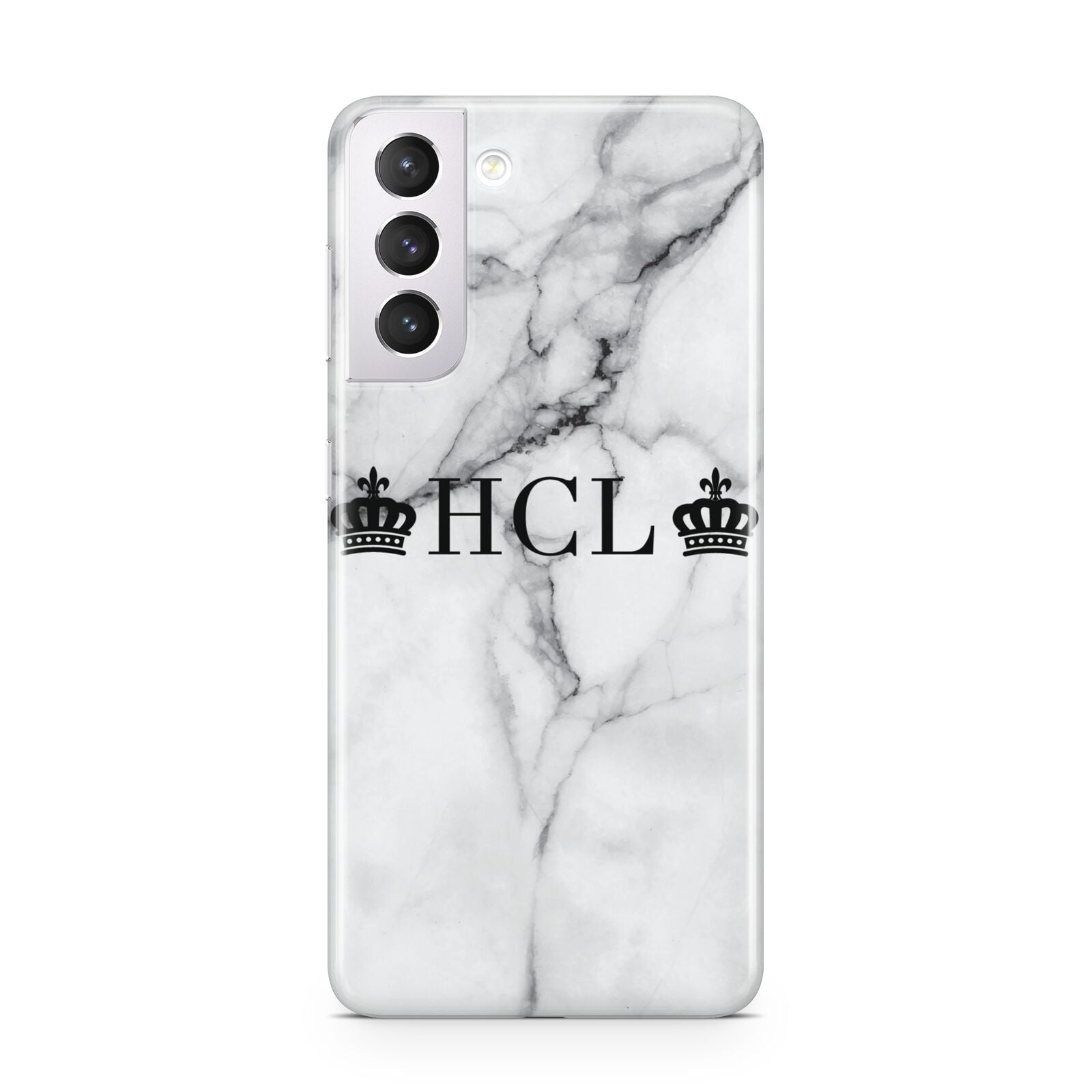 Personalised Crowns Marble Initials Samsung S21 Case