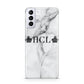 Personalised Crowns Marble Initials Samsung S21 Plus Case