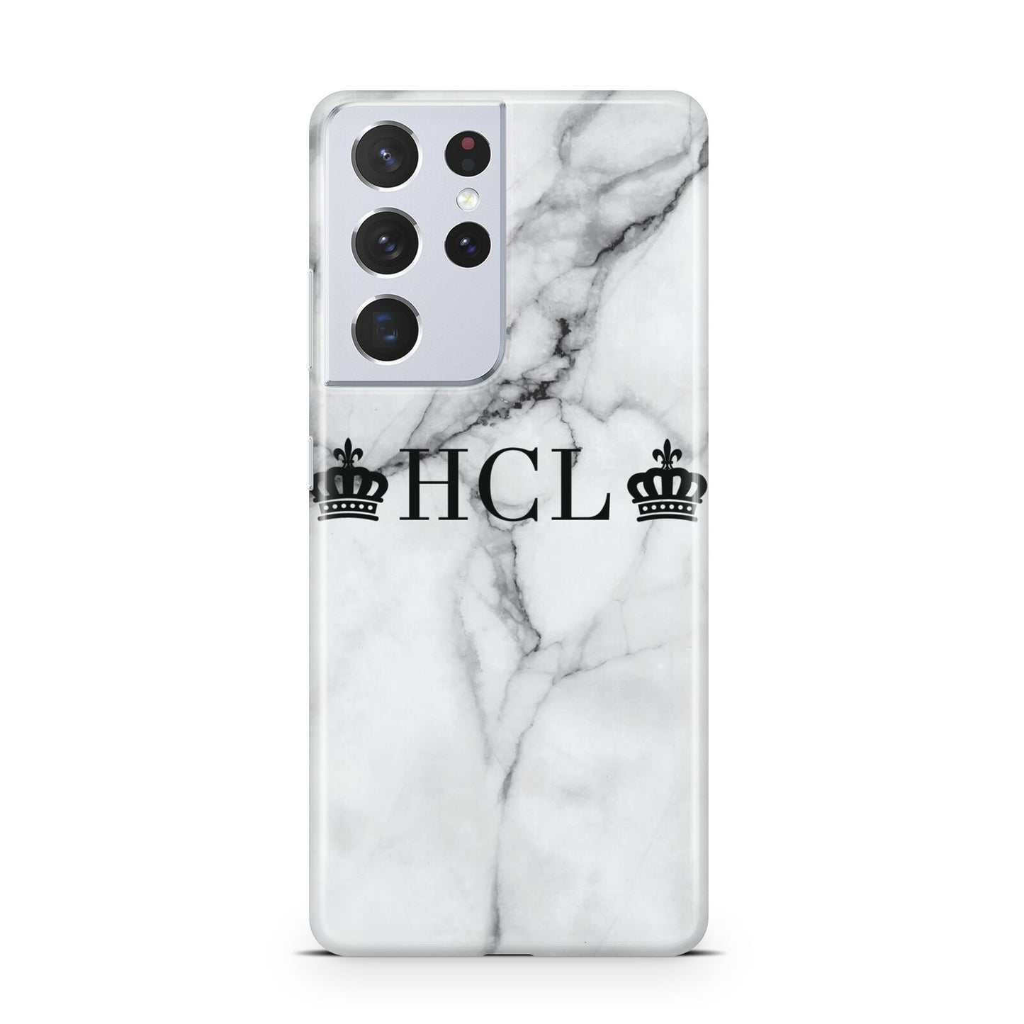 Personalised Crowns Marble Initials Samsung S21 Ultra Case