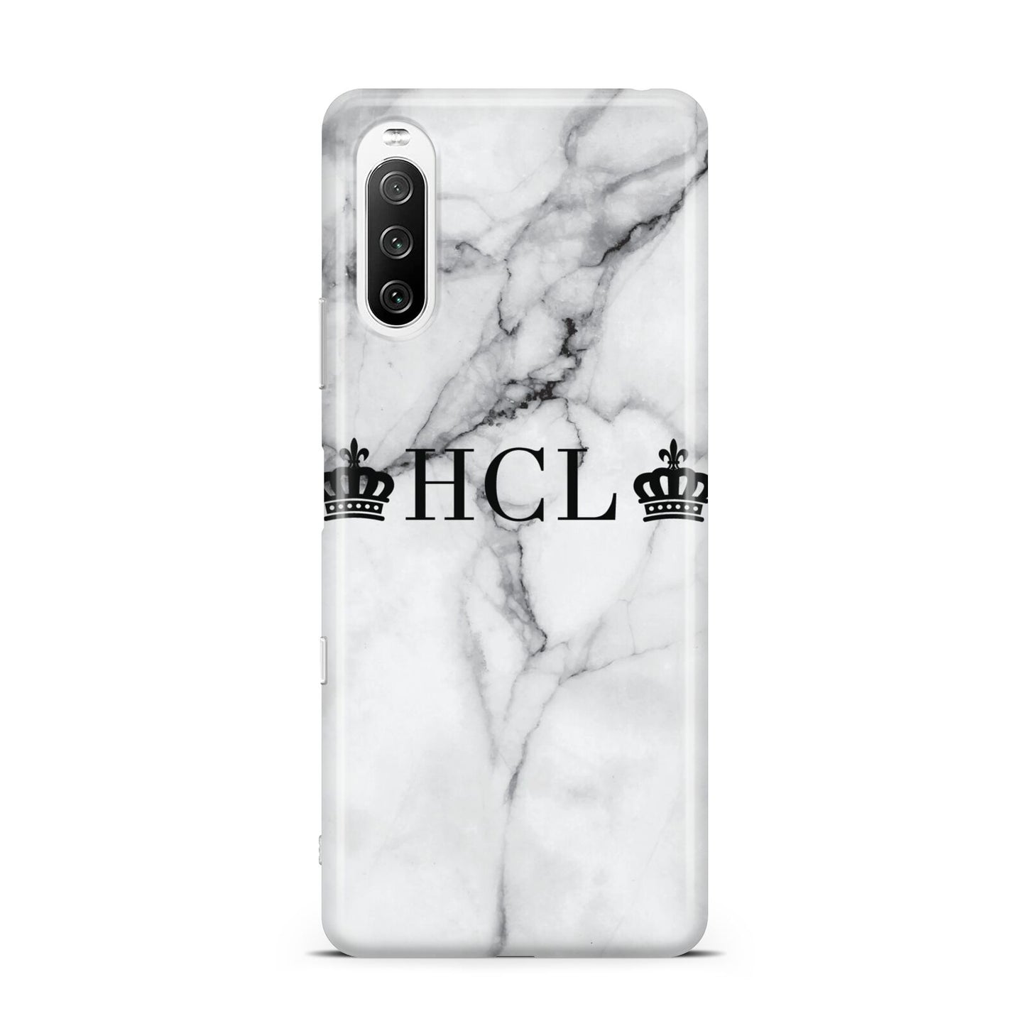 Personalised Crowns Marble Initials Sony Xperia 10 III Case