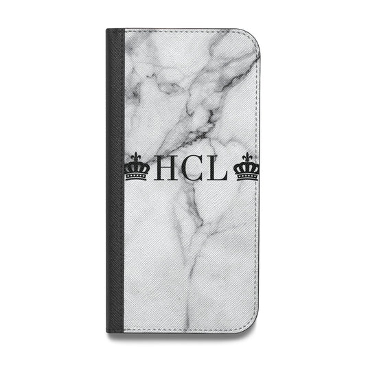 Personalised Crowns Marble Initials Vegan Leather Flip Samsung Case