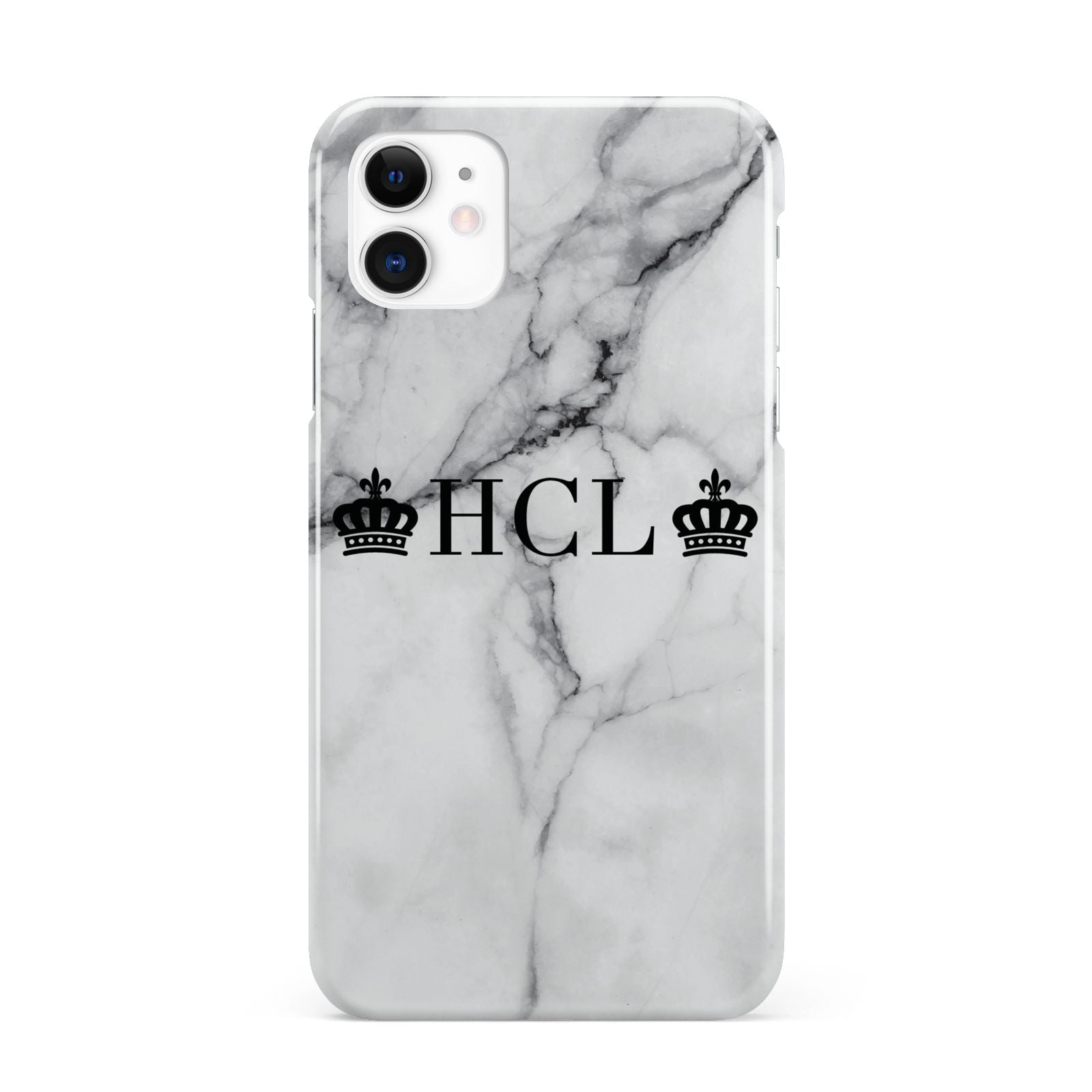 Personalised Crowns Marble Initials iPhone 11 3D Snap Case