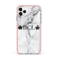 Personalised Crowns Marble Initials iPhone 11 Pro Max Impact Pink Edge Case