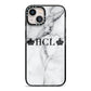 Personalised Crowns Marble Initials iPhone 13 Black Impact Case on Silver phone