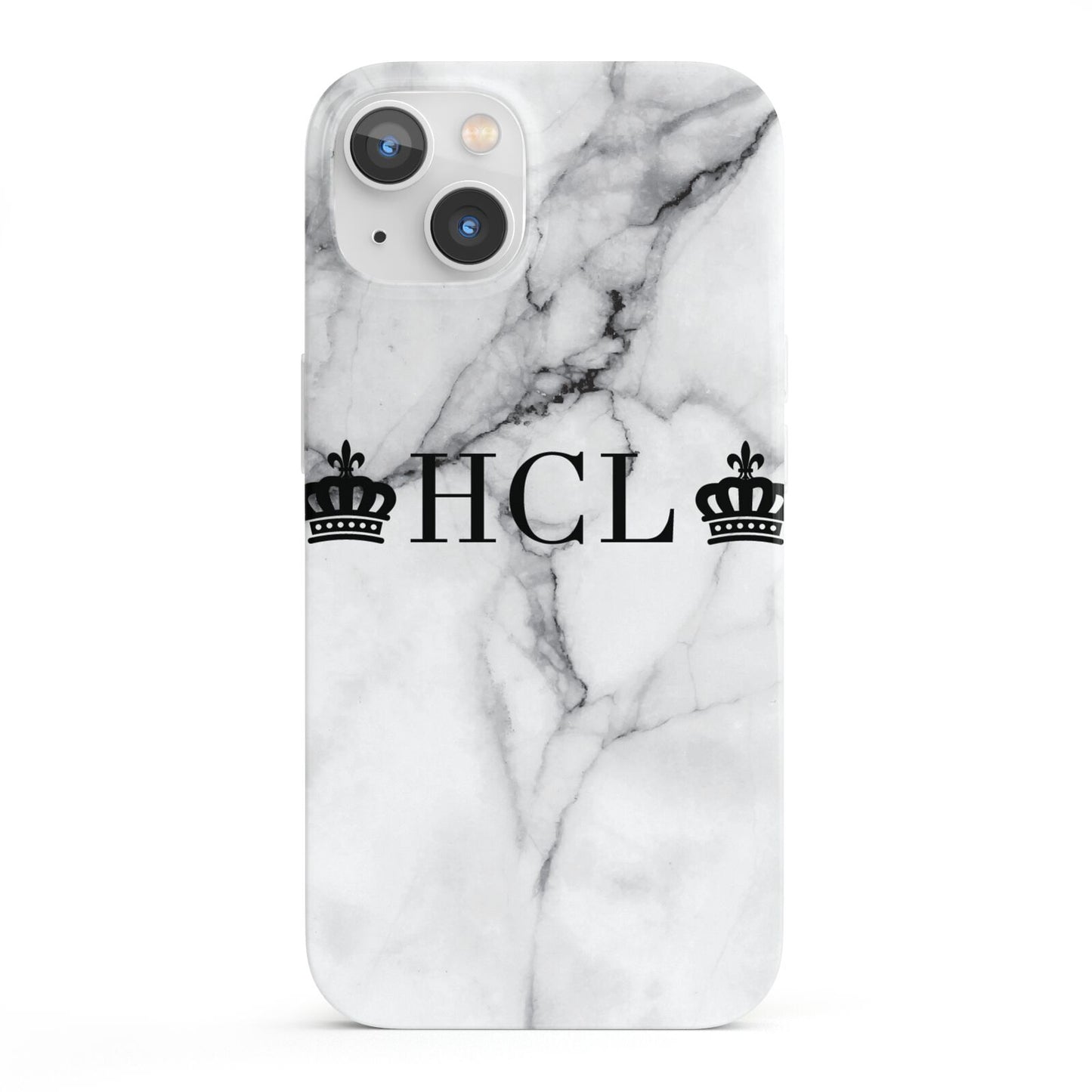 Personalised Crowns Marble Initials iPhone 13 Full Wrap 3D Snap Case