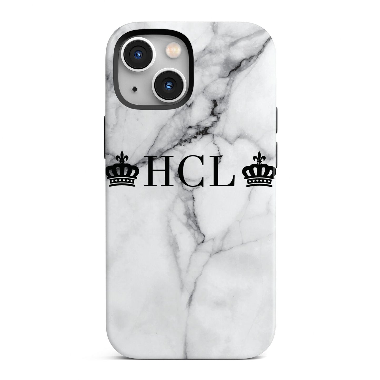 Personalised Crowns Marble Initials iPhone 13 Mini Full Wrap 3D Tough Case