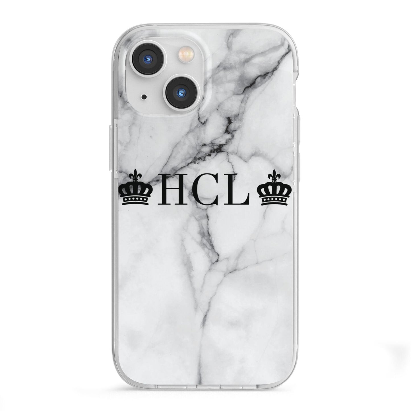 Personalised Crowns Marble Initials iPhone 13 Mini TPU Impact Case with White Edges