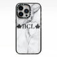 Personalised Crowns Marble Initials iPhone 13 Pro Black Impact Case on Silver phone
