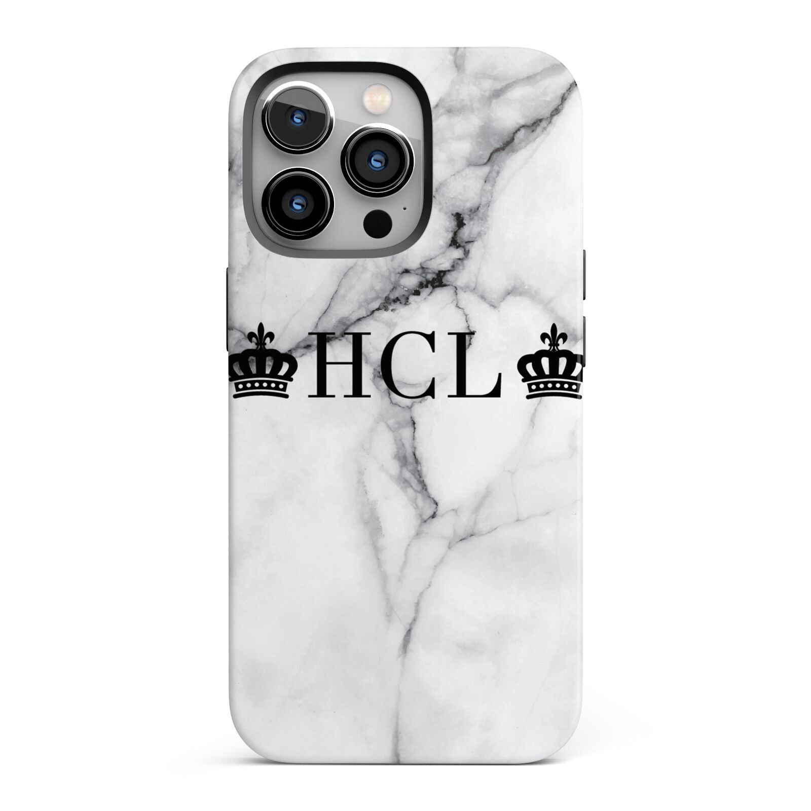 Personalised Crowns Marble Initials iPhone 13 Pro Full Wrap 3D Tough Case