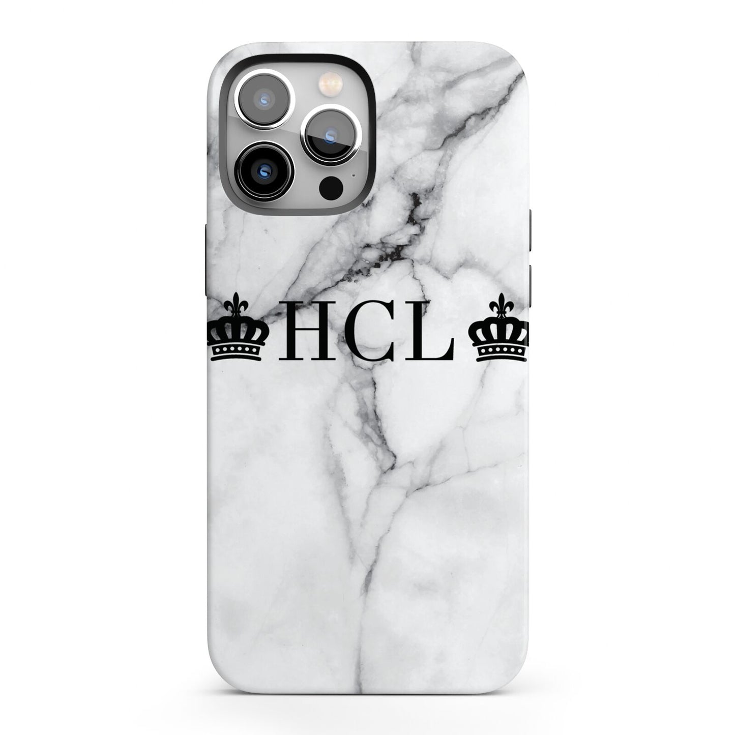 Personalised Crowns Marble Initials iPhone 13 Pro Max Full Wrap 3D Tough Case