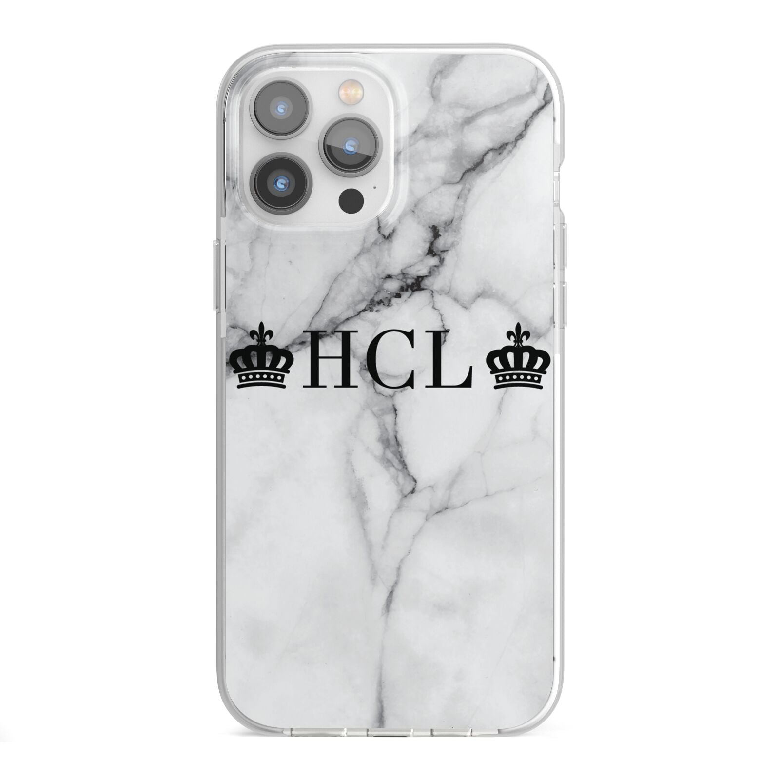 Personalised Crowns Marble Initials iPhone 13 Pro Max TPU Impact Case with White Edges