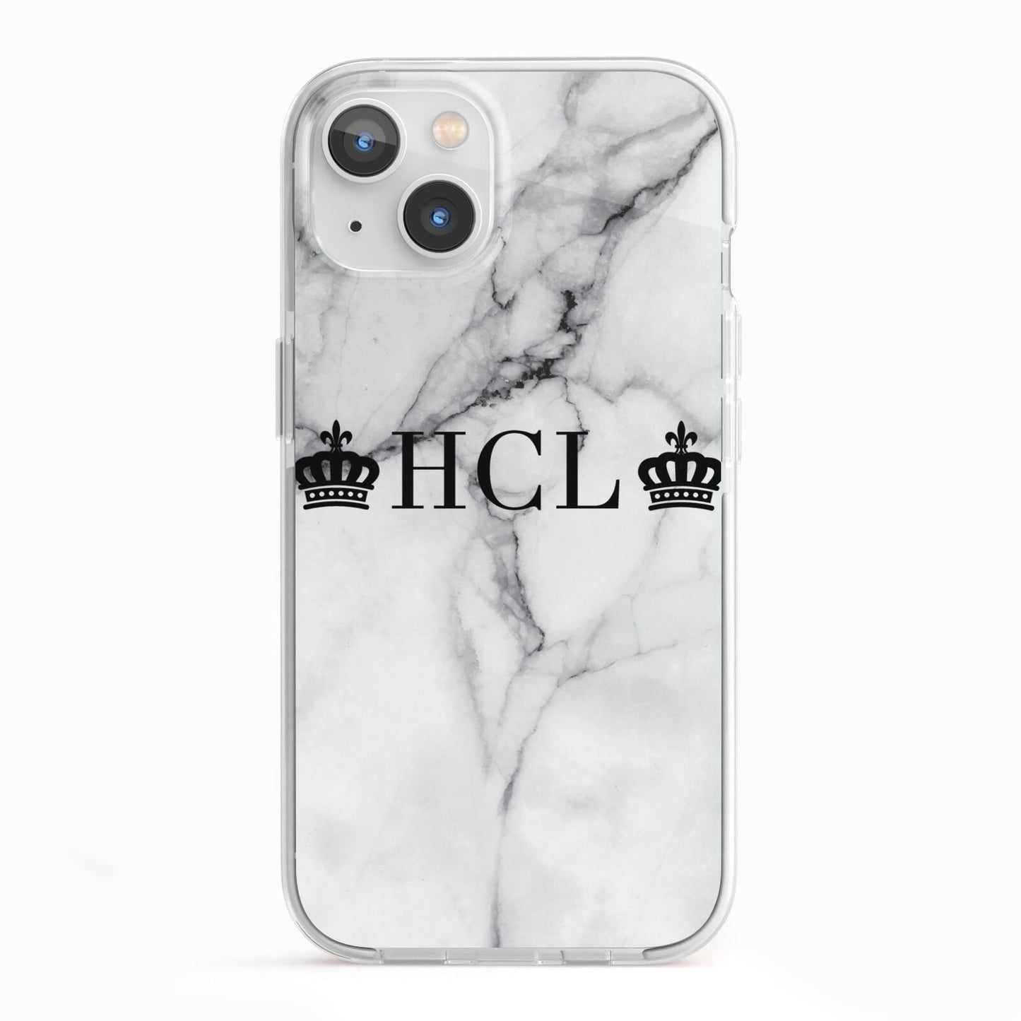 Personalised Crowns Marble Initials iPhone 13 TPU Impact Case with White Edges