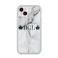 Personalised Crowns Marble Initials iPhone 14 Plus Clear Tough Case Starlight