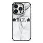 Personalised Crowns Marble Initials iPhone 14 Pro Black Impact Case on Silver phone