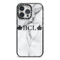 Personalised Crowns Marble Initials iPhone 14 Pro Max Black Impact Case on Silver phone