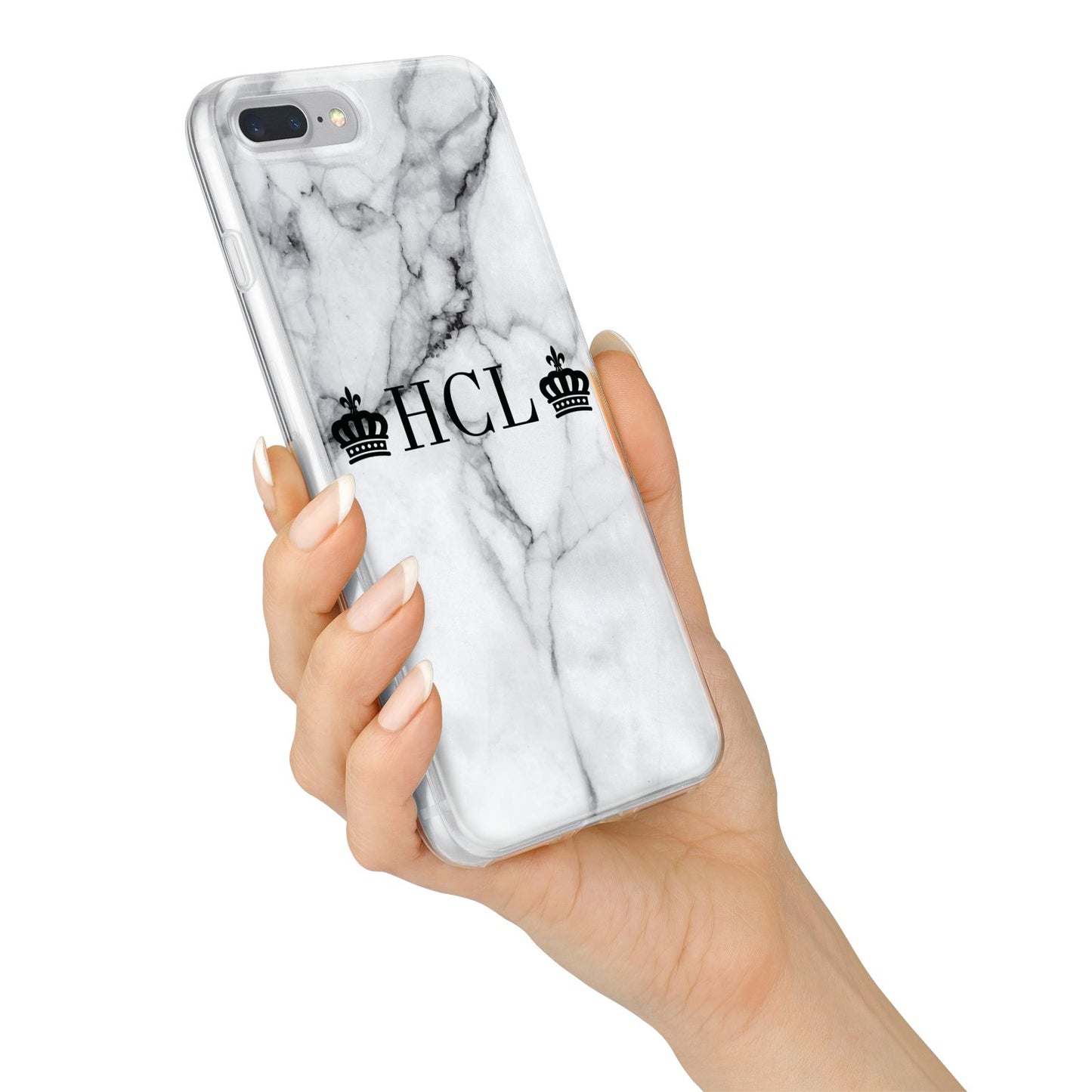 Personalised Crowns Marble Initials iPhone 7 Plus Bumper Case on Silver iPhone Alternative Image
