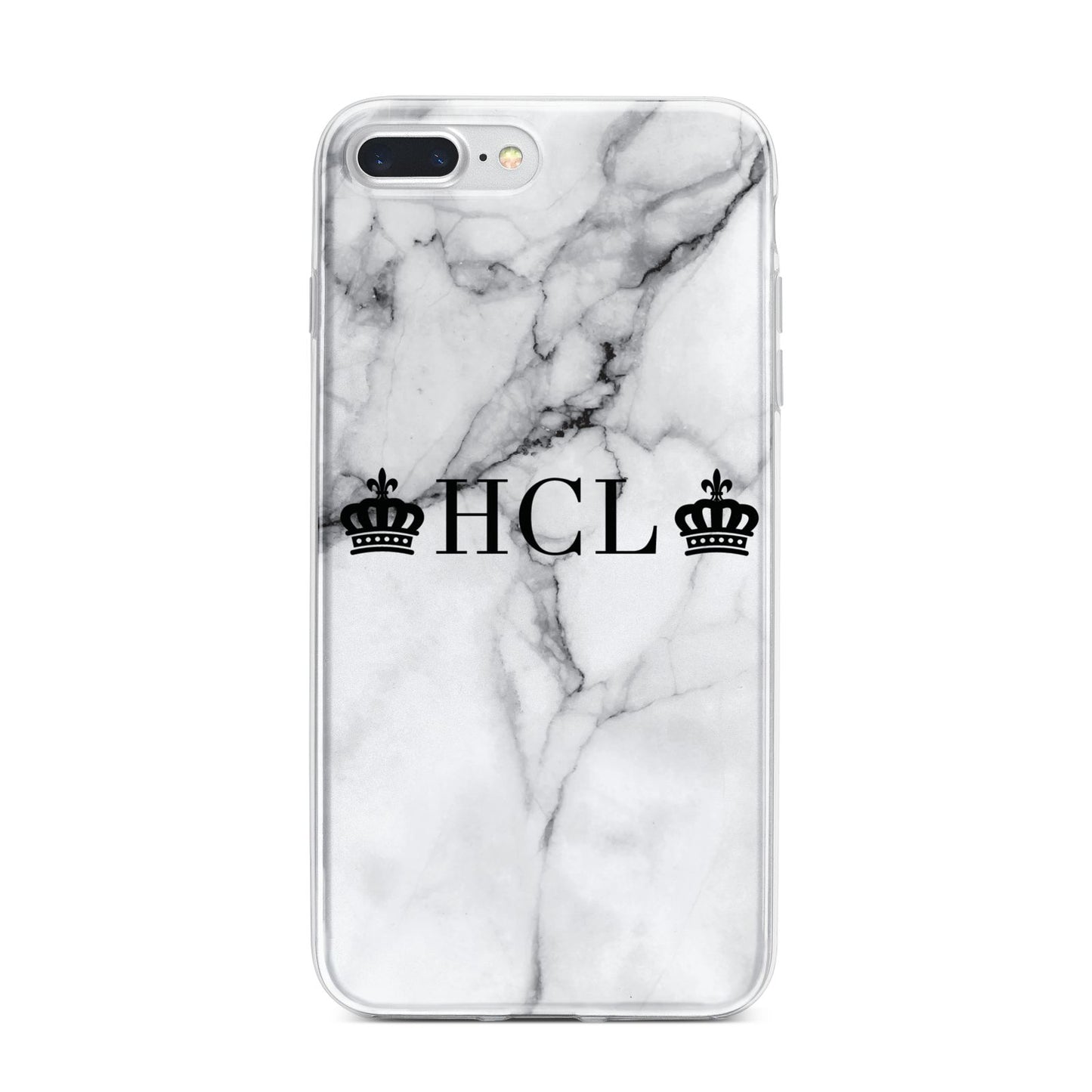 Personalised Crowns Marble Initials iPhone 7 Plus Bumper Case on Silver iPhone