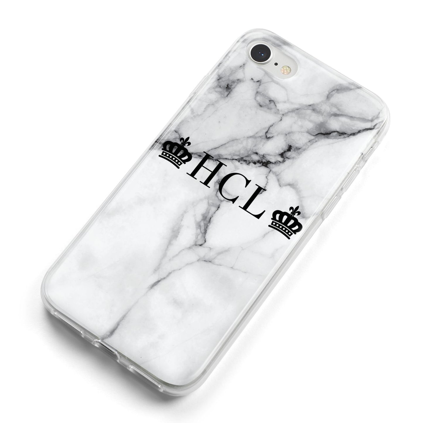 Personalised Crowns Marble Initials iPhone 8 Bumper Case on Silver iPhone Alternative Image