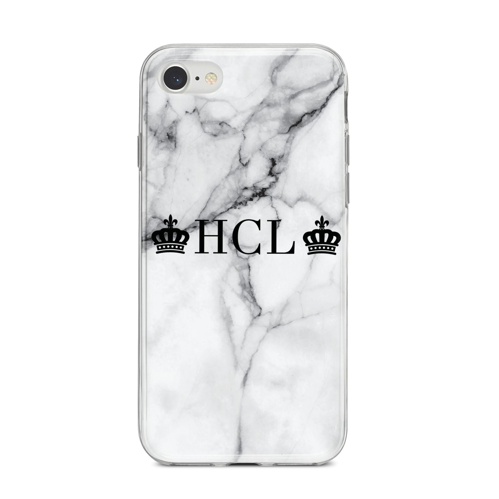Personalised Crowns Marble Initials iPhone 8 Bumper Case on Silver iPhone