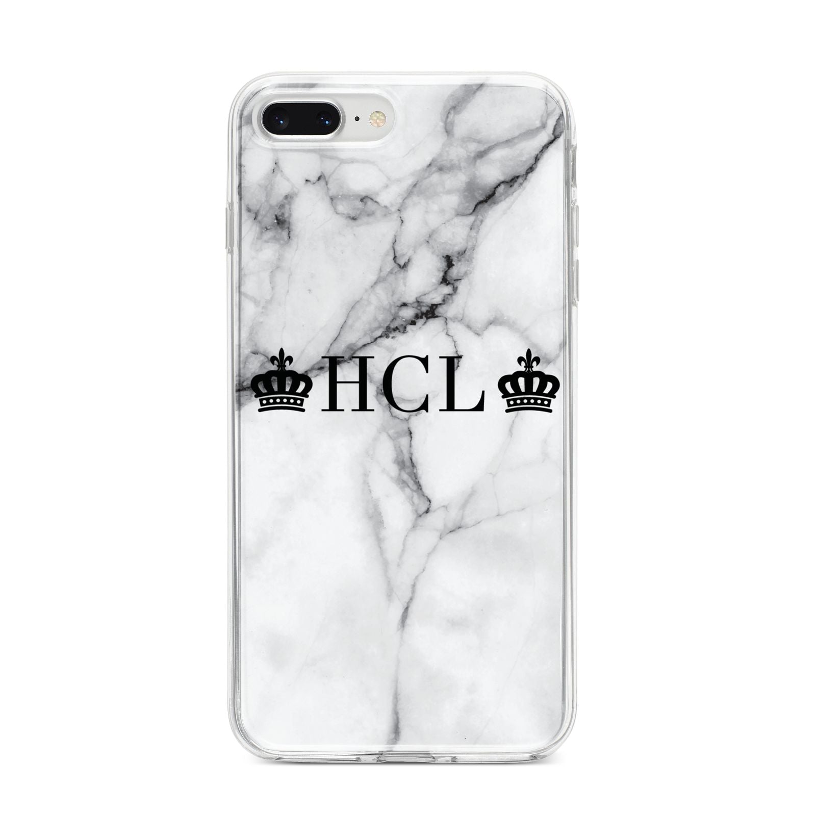 Personalised Crowns Marble Initials iPhone 8 Plus Bumper Case on Silver iPhone