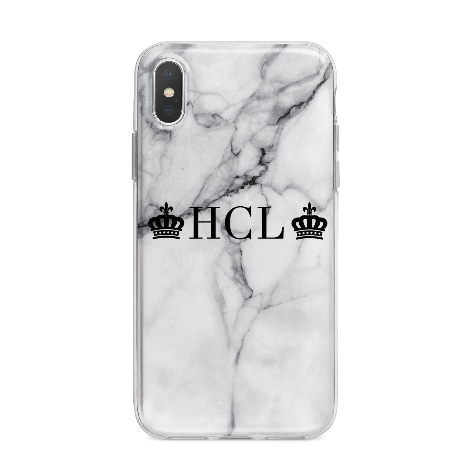 Personalised Crowns Marble Initials iPhone X Bumper Case on Silver iPhone Alternative Image 1