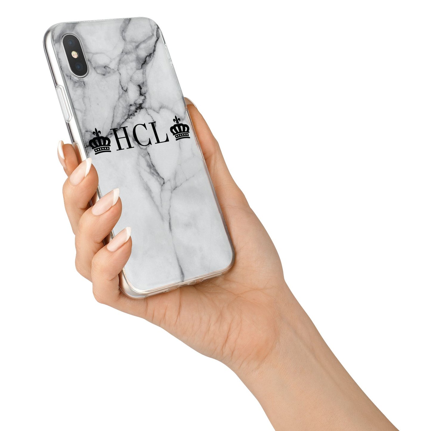 Personalised Crowns Marble Initials iPhone X Bumper Case on Silver iPhone Alternative Image 2