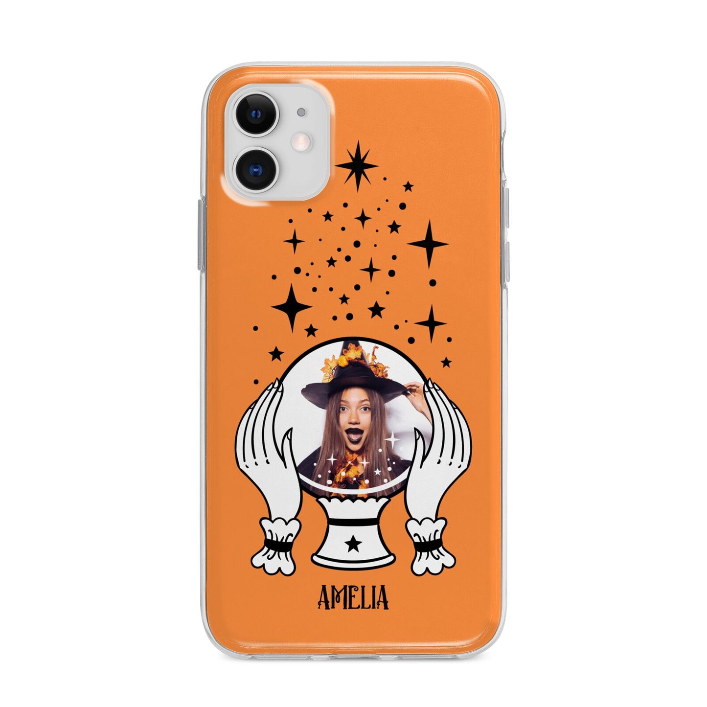 Personalised Crystal Ball with Photo Apple iPhone 11 in White with Bumper Case