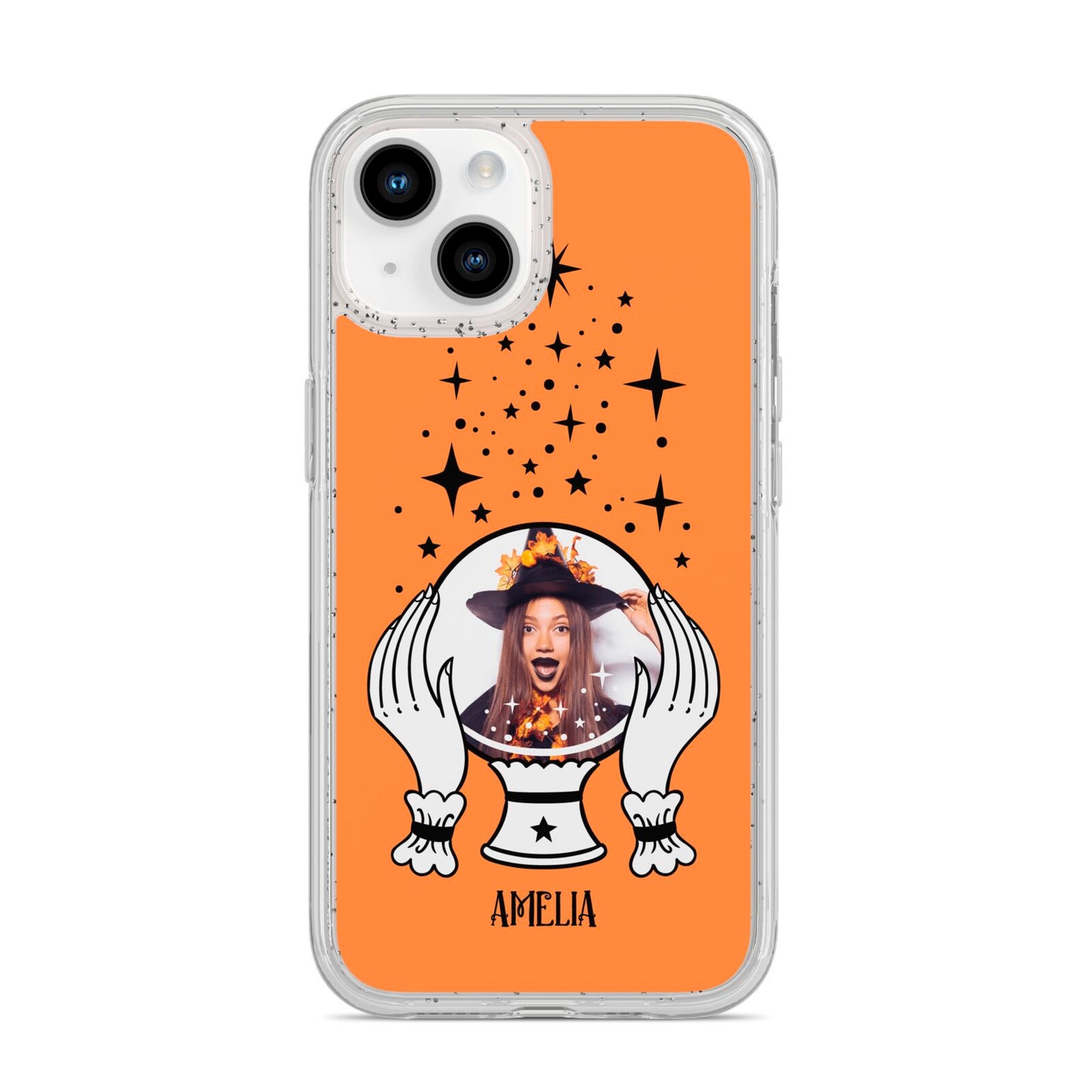 Personalised Crystal Ball with Photo iPhone 14 Glitter Tough Case Starlight