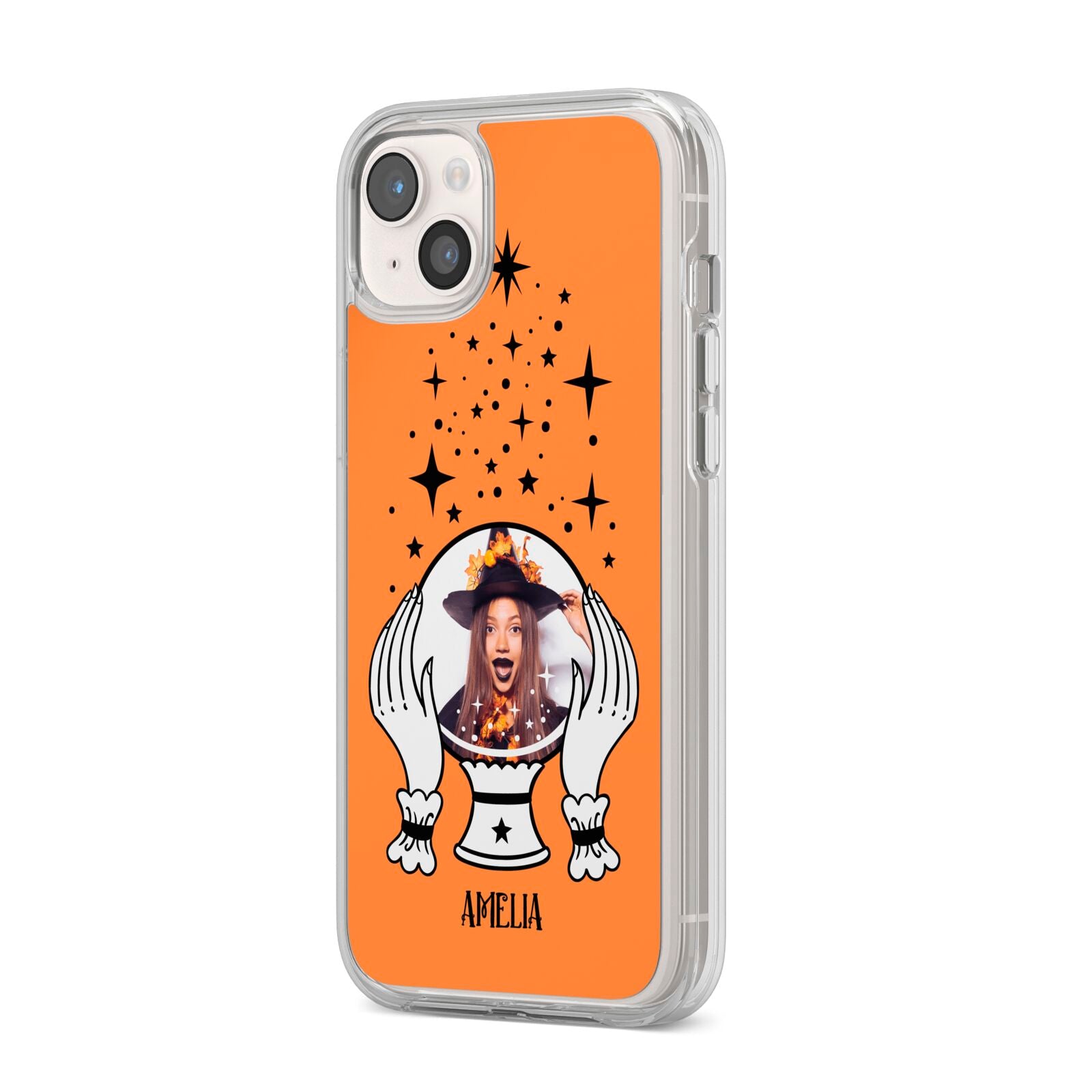 Personalised Crystal Ball with Photo iPhone 14 Plus Clear Tough Case Starlight Angled Image