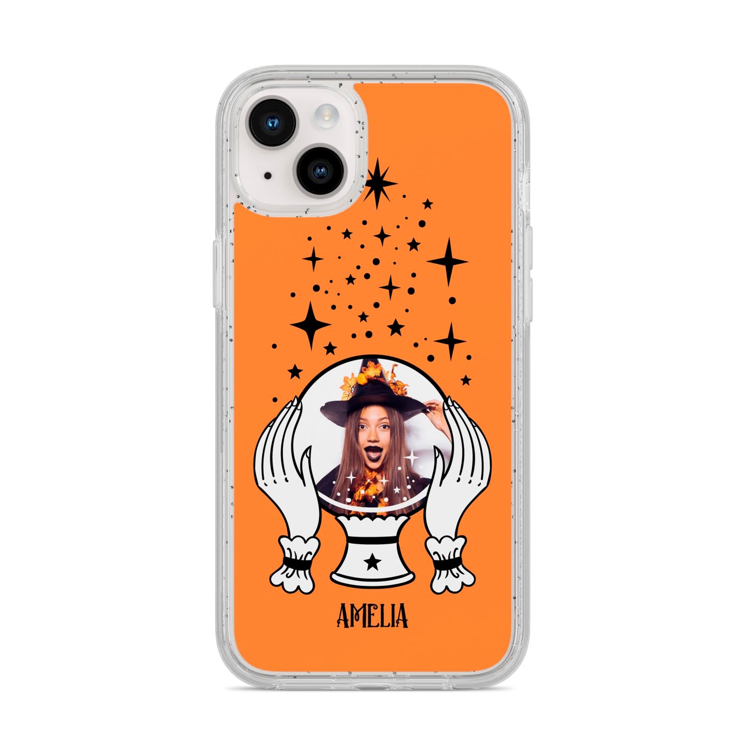 Personalised Crystal Ball with Photo iPhone 14 Plus Glitter Tough Case Starlight