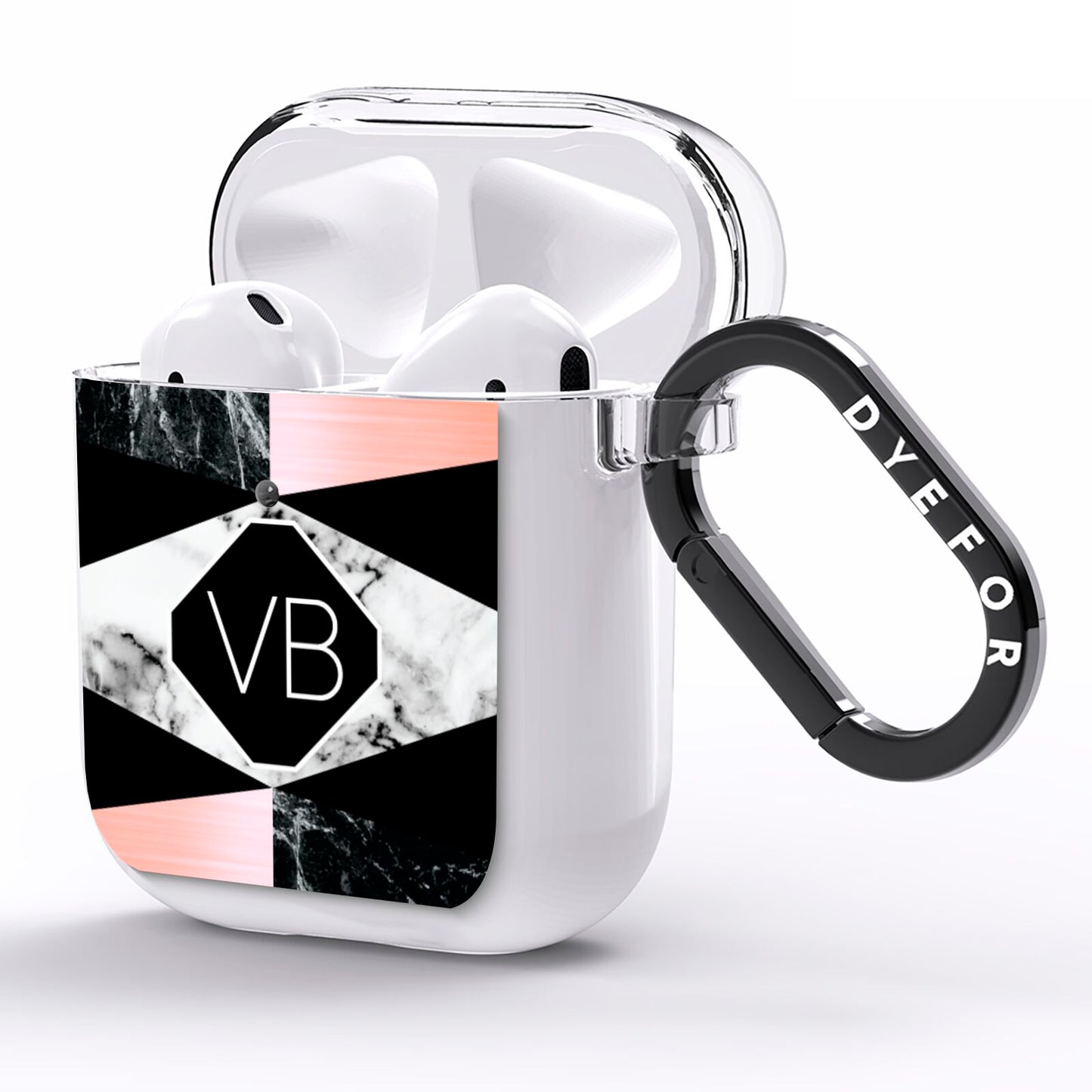 Personalised Custom Marble Initials AirPods Clear Case Side Image