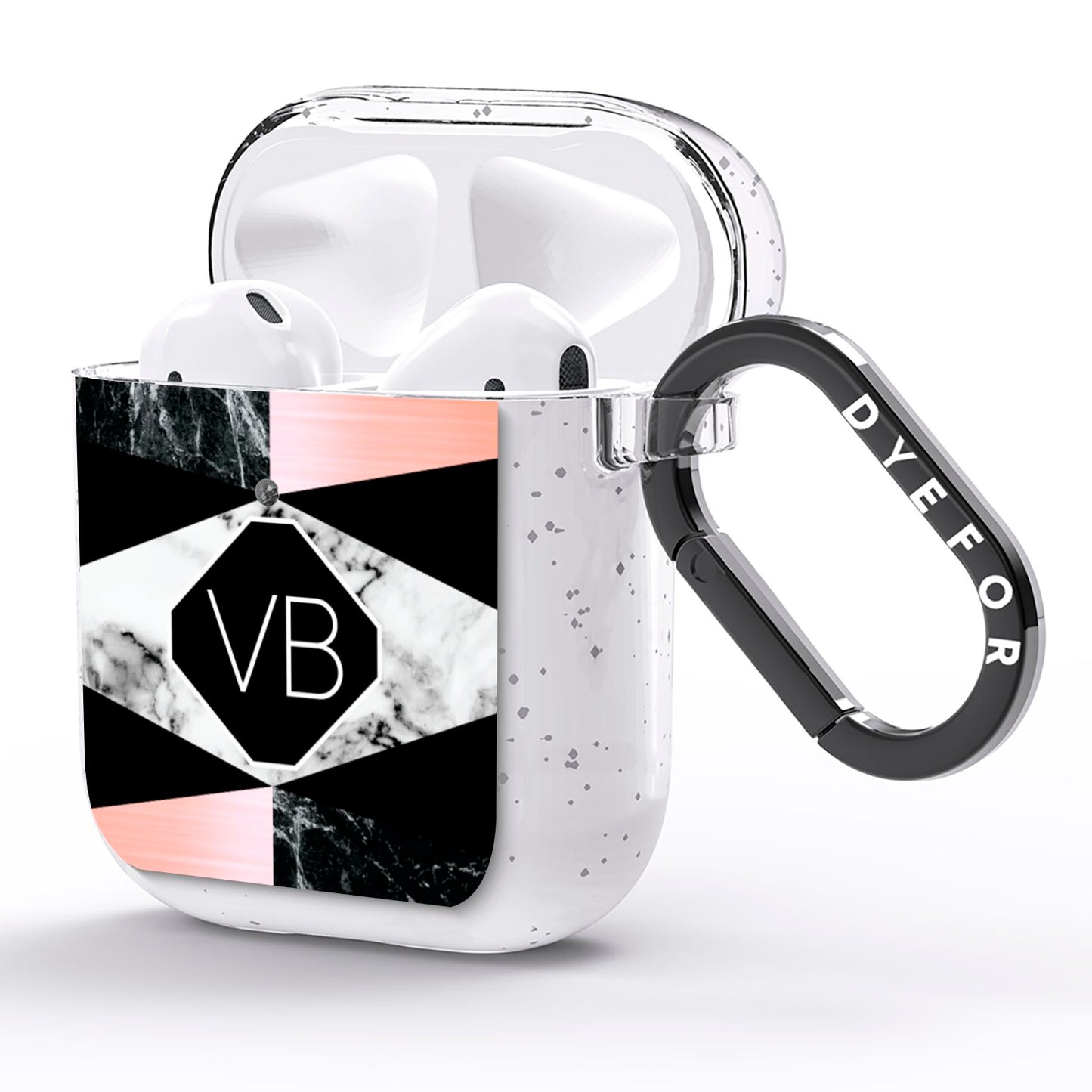 Personalised Custom Marble Initials AirPods Glitter Case Side Image