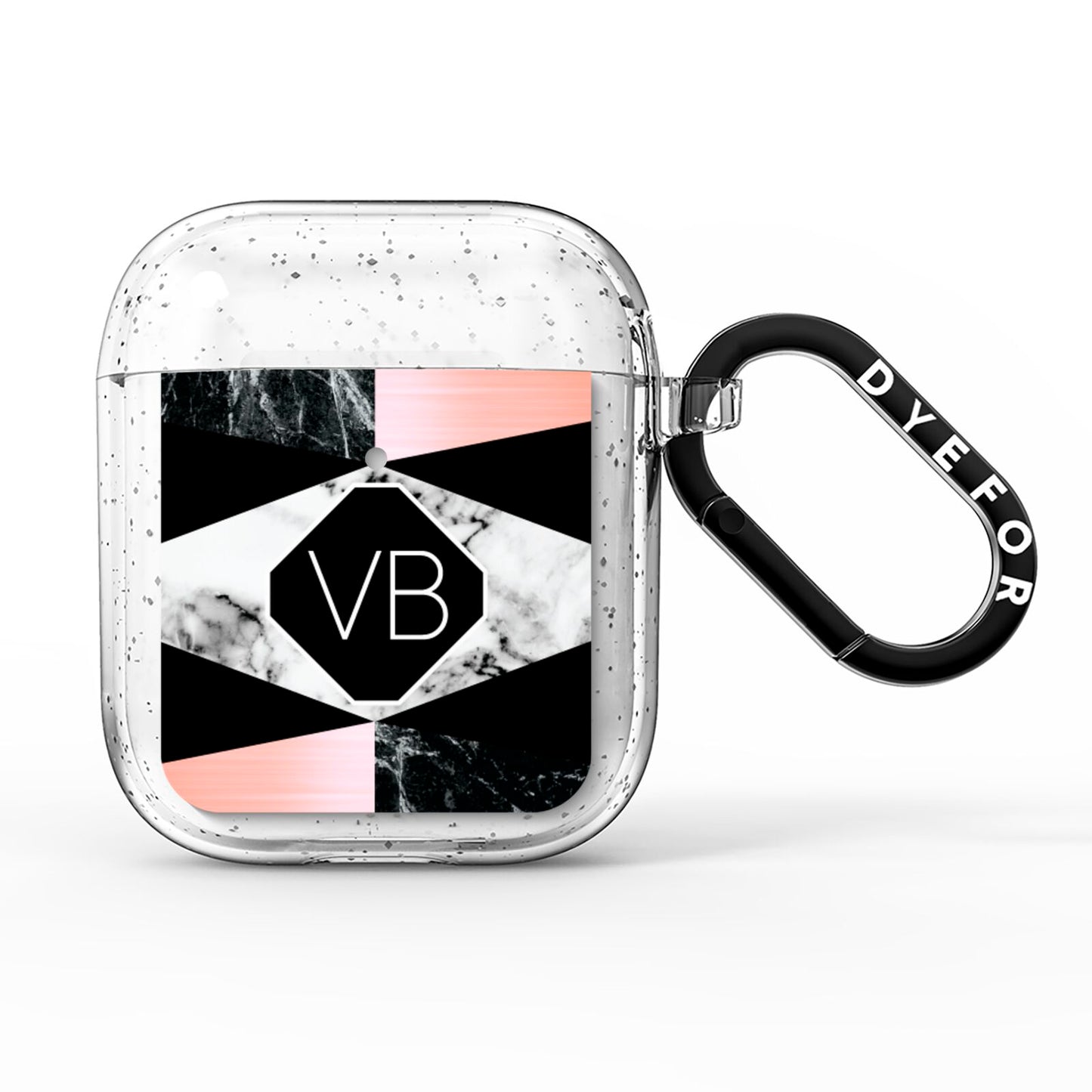 Personalised Custom Marble Initials AirPods Glitter Case