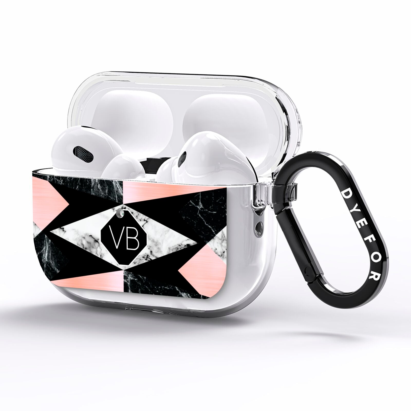 Personalised Custom Marble Initials AirPods Pro Clear Case Side Image
