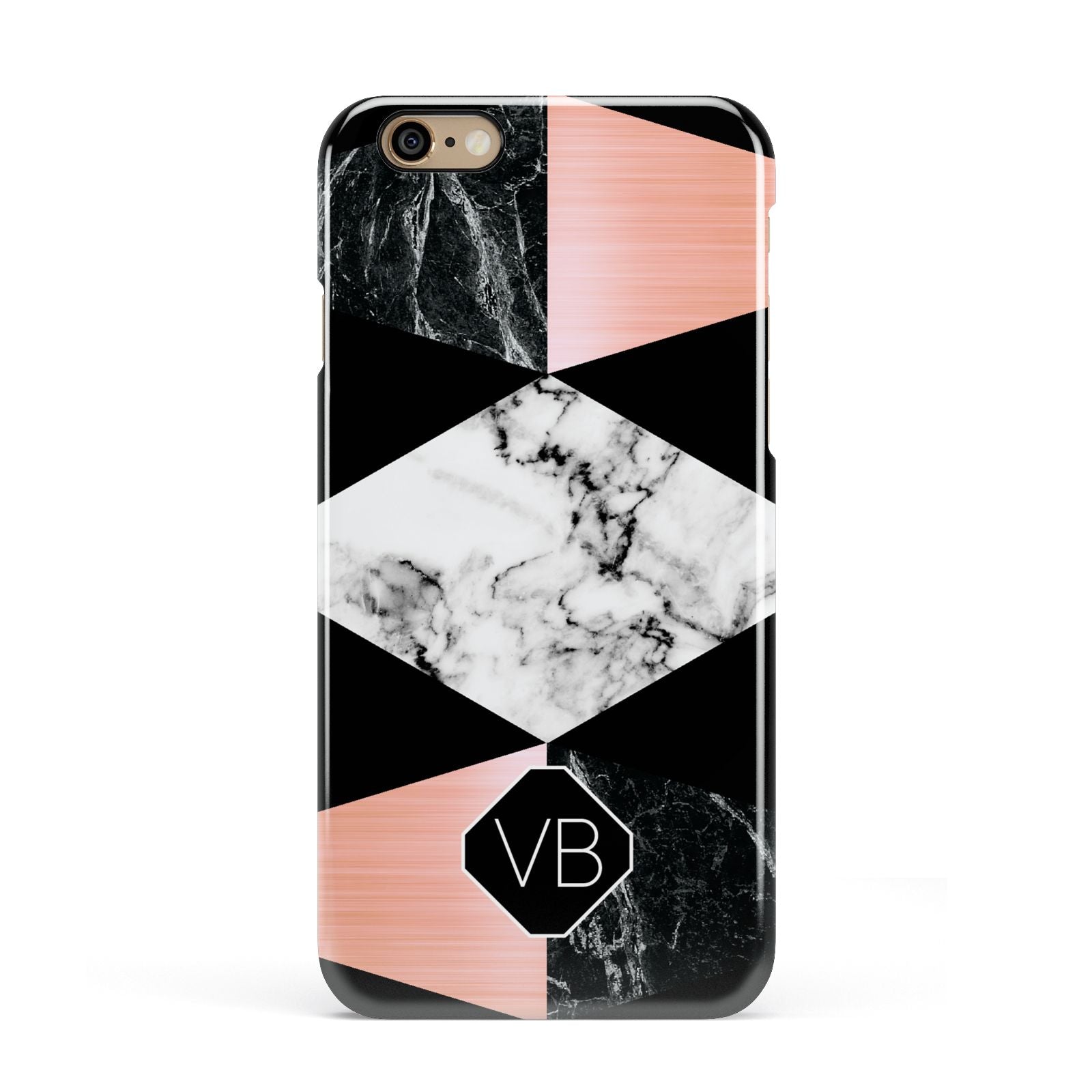 Personalised Custom Marble Initials Apple iPhone 6 3D Snap Case
